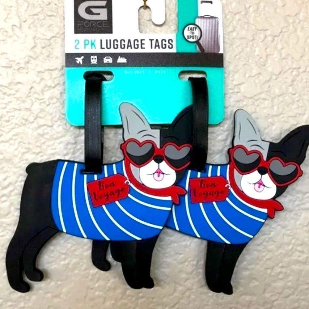Frenchie Dog Bon Voyage Travel Luggage ID Tags